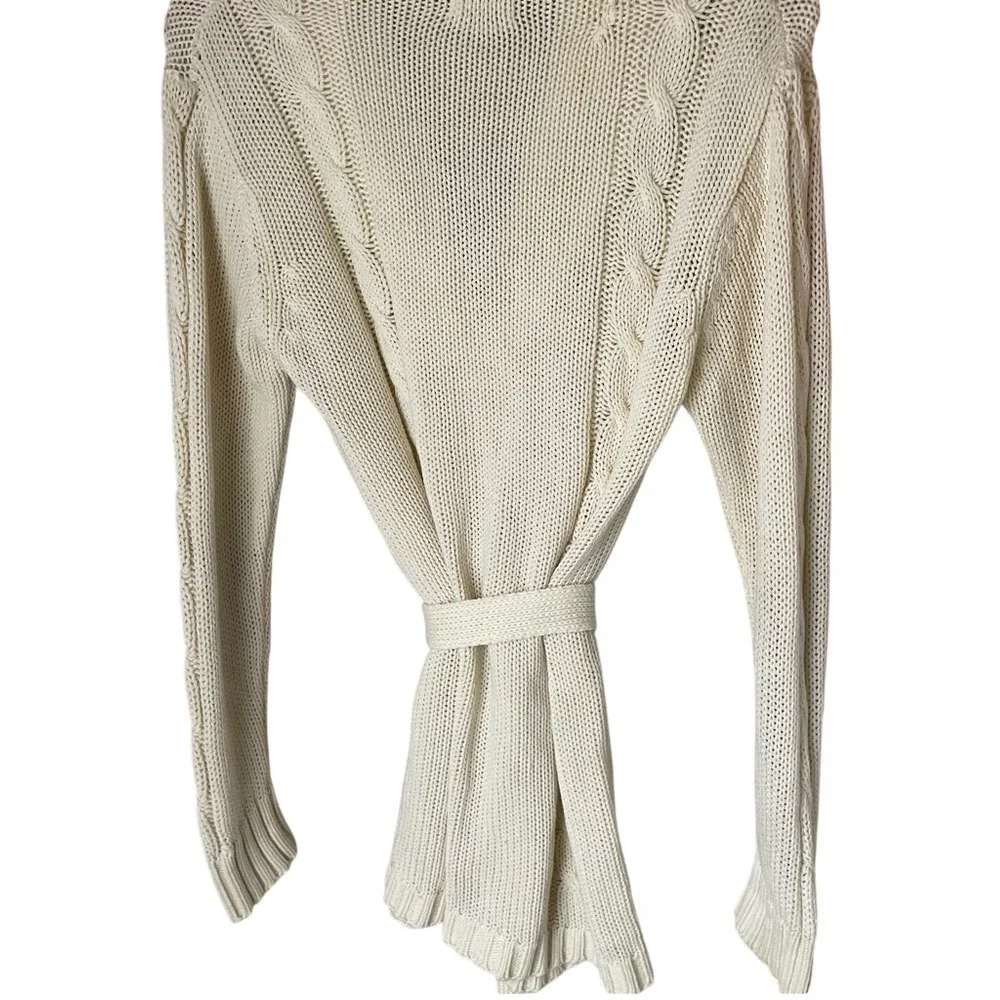 Vintage Cream Cable Knit Women Sweater,‎ M